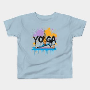 Rise, shine, and salute the sun with yoga and coffee. Kids T-Shirt